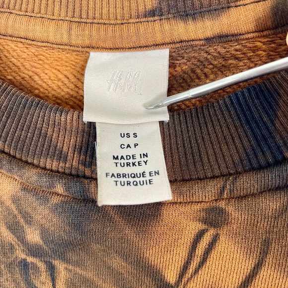 Cropped Cotton Sweatshirt, Streetwear, Acid Wash, Small, Tie Dye, Black, Shibori - Picture 10 of 11